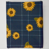 Blue, Yellow, Green + White Sunflower Print + Sparkly Lurex Woven Fabric - 57" x 68"
