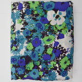 Green, Blue, White + Black Floral Print Lightweight Silky Woven Fabric - 44" x 228"