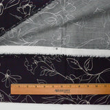 Black + White Floral Print Woven Fabric - 46" x 108"