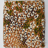 Brown, White, Black + Green Abstract Spot Print Synthetic Twill Woven Fabric - 56" x 148"