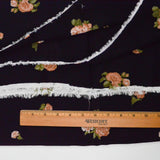 Black, Green + Pink Floral Print Crepe Woven Fabric - 51" x 62"