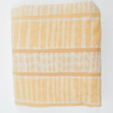 White + Yellow Lined Canvas Woven Fabric - 43" x 106"