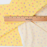 Yellow, Purple, Pink + Green Polka Dot Print Quilting Weight Woven Fabric - 42" x 72"