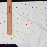 White + Rainbow Polka Dot Print Woven Fabric - 42" x 74"