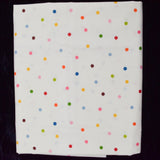White + Rainbow Polka Dot Print Woven Fabric - 42" x 74"