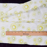 White + Green Floral Print Woven Fabric - 84" x 96"