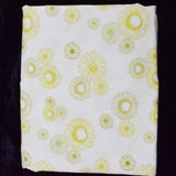 White + Green Floral Print Woven Fabric - 84" x 96"