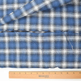 Blue + White Plaid Brushed Flannel Woven Fabric - 44" x 94"