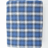 Blue + White Plaid Brushed Flannel Woven Fabric - 44" x 94"