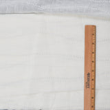 White Semi-Sheer Embroidered Wavy Stripe Woven Fabric - 55" x 118"