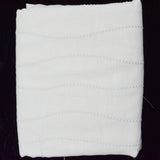 White Semi-Sheer Embroidered Wavy Stripe Woven Fabric - 55" x 118"
