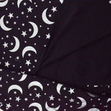 Black + Holographic Silver Moon & Stars Print Knit Fabric - 55" x 62"