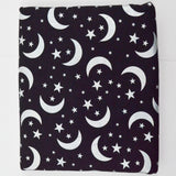 Black + Holographic Silver Moon & Stars Print Knit Fabric - 55" x 62"