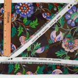 Brown, Green, Purple + Pink Floral Print Lightweight Silky Woven Fabric - 58" x 74"