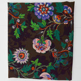 Brown, Green, Purple + Pink Floral Print Lightweight Silky Woven Fabric - 58" x 74"