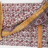 White, Burgundy + Yellow Floral Print Lightweight Silky Woven Fabric - 44" x 224"