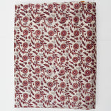 White, Burgundy + Yellow Floral Print Lightweight Silky Woven Fabric - 44" x 224"