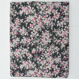 Gray, Pink, White + Green Floral Print Crisp Woven Fabric - 43" x 124"
