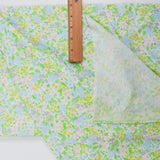 White, Green, Purple + Blue Floral Print Semi-Sheer Knit Fabric - 60" x 128" + Extra