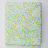 White, Green, Purple + Blue Floral Print Semi-Sheer Knit Fabric - 60" x 128" + Extra