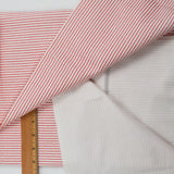 Red + White Stripe Print Twill Woven Fabric - 54" x 60"