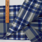 Gray, Blue + White Plaid Print Fleece Fabric - 56" x 60"