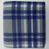 Gray, Blue + White Plaid Print Fleece Fabric - 56" x 60"