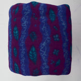 Purple + Blue Wavy Leaf Stripe Print Fleece Fabric - 68" x 90"