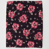Black, Pink + Green Floral Print Lightweight Woven Fabric - 42" x 88"