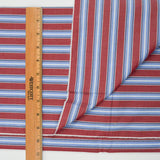 Red, Blue + White Stripe Woven Shirting Fabric - 58" x 72"