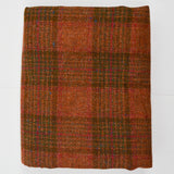 Orange, Green + Brown Plaid Wooly Woven Fabric - 16" x 164"
