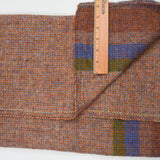Brown, Green, Blue + Orange Plaid Wooly Woven Fabric - 30" x 78"