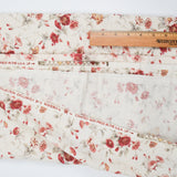 White, Red + Beige Floral Print Cotton Canvas Woven Fabric - 56" x 144"