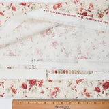 White, Red + Beige Floral Print Cotton Canvas Woven Fabric - 55" x 78"