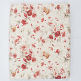 White, Red + Beige Floral Print Cotton Canvas Woven Fabric - 55" x 78"