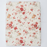White, Red + Beige Floral Print Cotton Canvas Woven Fabric - 56" x 116"