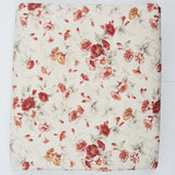 White, Red + Beige Floral Print Cotton Canvas Woven Fabric - 55" x 132"