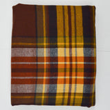 Brown, White + Yellow Plaid Soft Flannel Woven Fabric - 58" x 72"