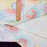White + Rainbow Geometric Starburst Print Woven Fabric - 54" x 100" - Some Seams
