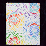 White + Rainbow Geometric Starburst Print Woven Fabric - 54" x 100" - Some Seams