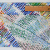 White + Rainbow Stripe Print Knit Fabric - 60" x 88"