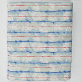 Light Blue, White + Red Abstract Stripe Print Woven Fabric - 41" x 136"