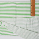 White + Green Stripe Print Quilting Weight Woven Fabric - 46" x 112"
