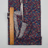 Navy Blue, Red + Yellow Floral Print Quilting Weight Woven Fabric - 44" x 110"