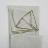 White, Green + Gray Textured Stripe Woven Fabric - 46" x 81"
