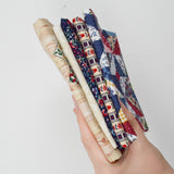 Beige, Blue + Red Country Quilting Weight Woven Fabric Bundle