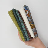 Green + Brown Quilting Weight Woven Fabric Bundle