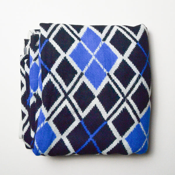 Blue + White Diamond Pattern Woven Fabric - 45" x 168" Default Title