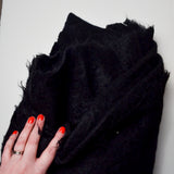 Black Furry Woolly Woven Fabric - 62" x 200"