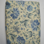 Blue + White Floral Linen-Like Woven Drapery Fabric - 56" x 207"